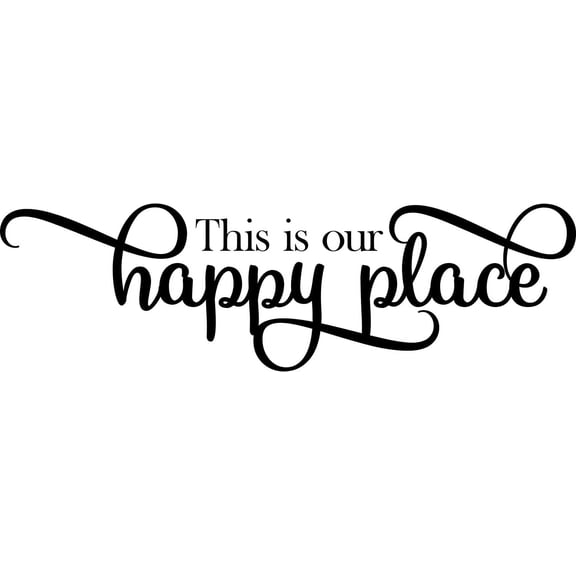 QTH Large This is Our Happy Place Wall Sticker Dining Room Wall Decal for Living Room Family Decor Sign Quote Wall Art Vinyl Wall Decal Kitchen Bed Room Words and Saying Rustic Farmhouse