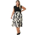thumbnail image 3 of DARING DIVA Women's Plus Trendy Summer Print Pleated High Waisted Midi Skirt 4X Black, 3 of 6