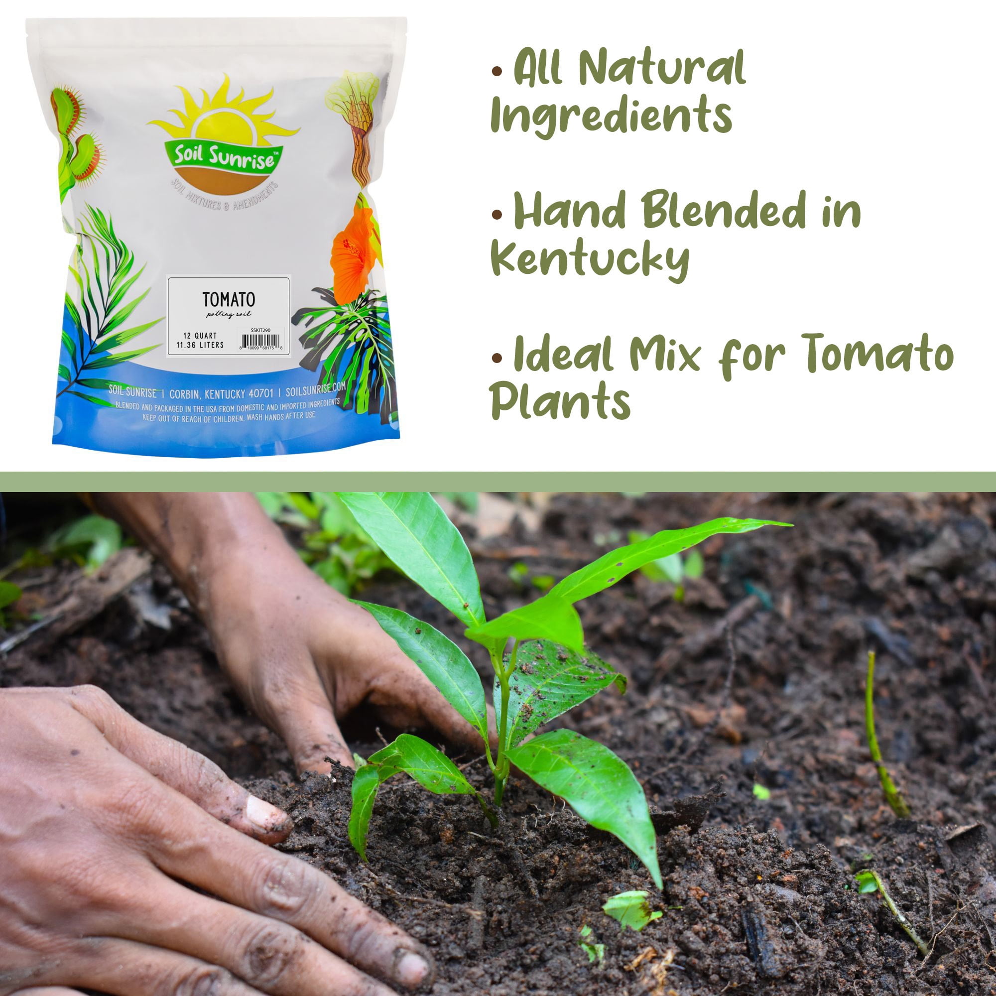 All Natural Tomato Starter/Potting Mix (12 Quarts), Perfect Backfill for Outdoor Tomato Plant Holes, Hand Blended with Natural Ingredients Including Worm Castings