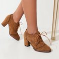 thumbnail image 4 of NECHOLOGY Botas Mujer Adulto Femenino Zapatos Botines mujer Botas de tobillo para mujer de tacón grueso con cordones tallados británicos de comercio exterior europeo y americano (Brown, 6.5), 4 of 7