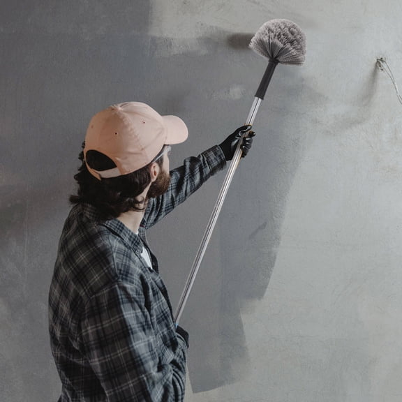 Mobestech Grey Cobweb Brush with Soft Bristles for Effective Indoor and Outdoor Web Removal