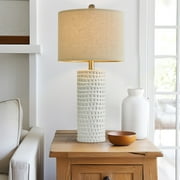 Oneach Ceramic Table Lamps Set of 2 for Living Room Bedroom Study 24.5 Modern White Bedside Nightstand Lamp
