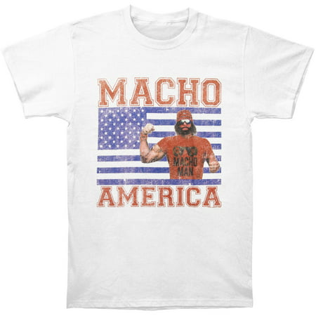 Macho Man Men's  Macho America T-shirt White (Best Of Macho Man)