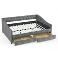 thumbnail image 3 of DEALTOPS Upholstered Daybed with Drawers, Modern Fabric Full Size Daybed Frame Sofa Bed, No Box Spring Needed, Space Saving - Grey, 3 of 8