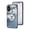 Blue, variant on Case for iPhone 16e / 17e, Tempered Glass Back + TPU Frame, Floral Pattern Diamond Ring Stand Ultra Slim Lightweight Anti-Scratch Back Case Drop Protective Support Magnetic Car Mount - White