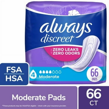 Always Discreet Adult Incontinence Pads for Women Moderate Absorbency Regular Length