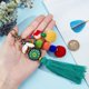 thumbnail image 3 of Llavero bohemio con borla verde para bolso, pompón de madera con cierre giratorio, adorno colgante para bolso de playa de verano, regalo para mujer, 3 of 9
