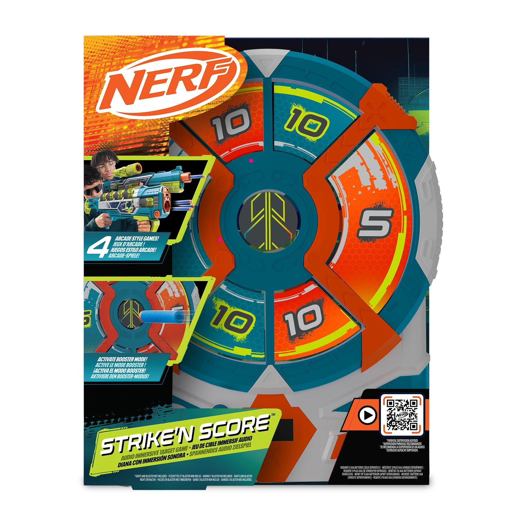 Nerf Elite Strike 'N Score Electronic Target with 4 modes for Foam Dart Blaster Play
