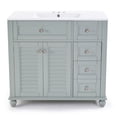 thumbnail image 4 of YIYADO 36" Bathroom Vanity with Ceramic Sink, Soft Drawers, Modern Freestanding Storage Cabinet, Solid Wood Frame, Blue, 4 of 6