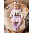 thumbnail image 6 of RUINIXCW Baby Girls Thanksgiving Outfit Fashion Long Sleeve Pumpkin Embroidery Romper with Skort, Headband, Stockings 4Pcs Set, 6 of 9