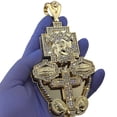 thumbnail image 6 of Huge 3D Jesus Piece Combo Hip Hop Pendant Cross Last Supper Hands Gold Finish, 6 of 9