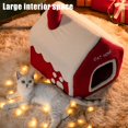 thumbnail image 4 of Hvmvliv Cats House Christmas Dogs House Cats and Dogs Sleeping House Winter Warm Small Medium Cats Dogs Pet Bed Christmas Gifts for Cats and Dogs 15.3x13.4x12.6in, 4 of 6