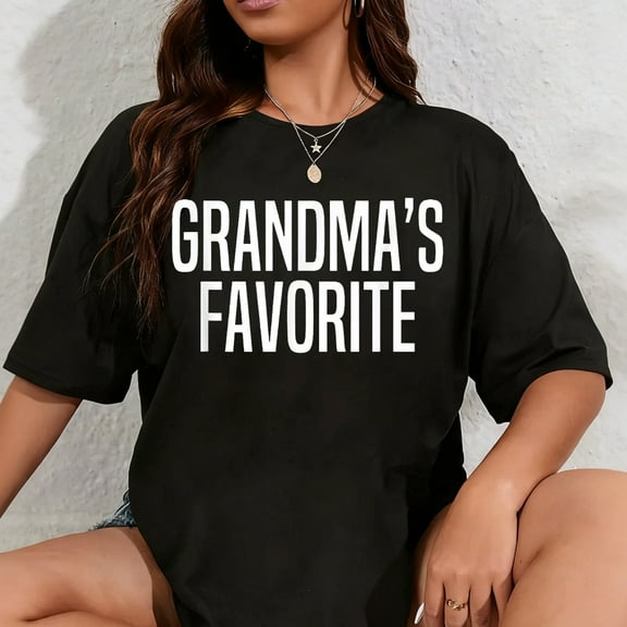 100% Cotton Grandma's Favorite Unisex-Adults Black Vacation Letter Print T-Shirt S