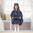 thumbnail image 7 of FORMRS Wearable Blanket Hoodie with Sleeves for Kids Cozy Flannel Sweatshirt, Purple Cartoon Bats Pattern, 7 of 7