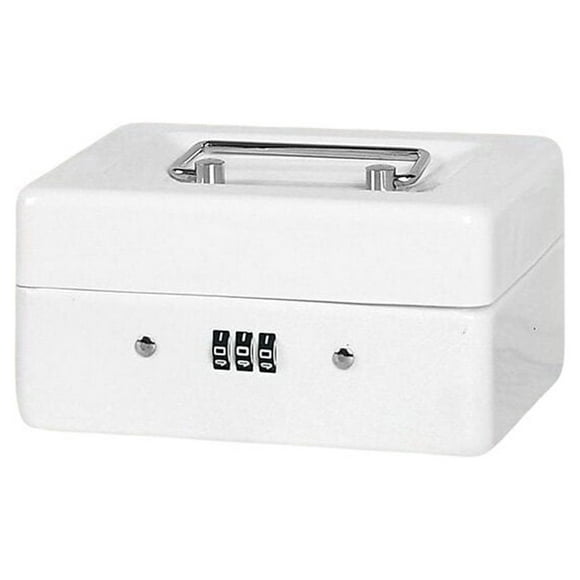 Boîte à Billets Maison Boutique Porte-Argent Épaissi Métal Dépôt Sécurité Coffre Organisateur Supports de Protection Étui Verrouillable Blanc