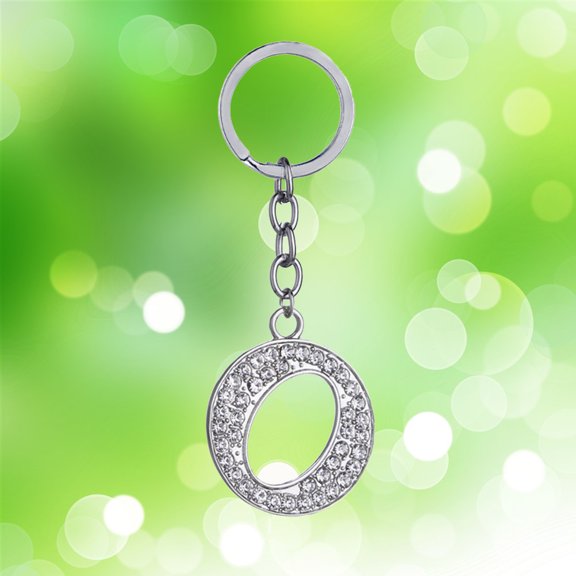 Raindrops Simple Stylish Letter Key Chain Metal Rhinestones Key Ring Alphabet Keychain Bag Pendant Charm Birthday Gift (Letter O)