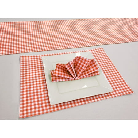 

Red & White Checked Placemat Table Runner Cloth Napkins Set by Penny s Needful Things (6 Napkins & 6 Placemats) (3 Feet Long Table Runner) (White)