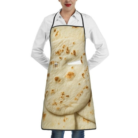 

Qekee Taco Tortillas Print Adjustable Bib Apron Resistant with Pocket Cooking Kitchen Aprons for Women Men Server Chef Apron