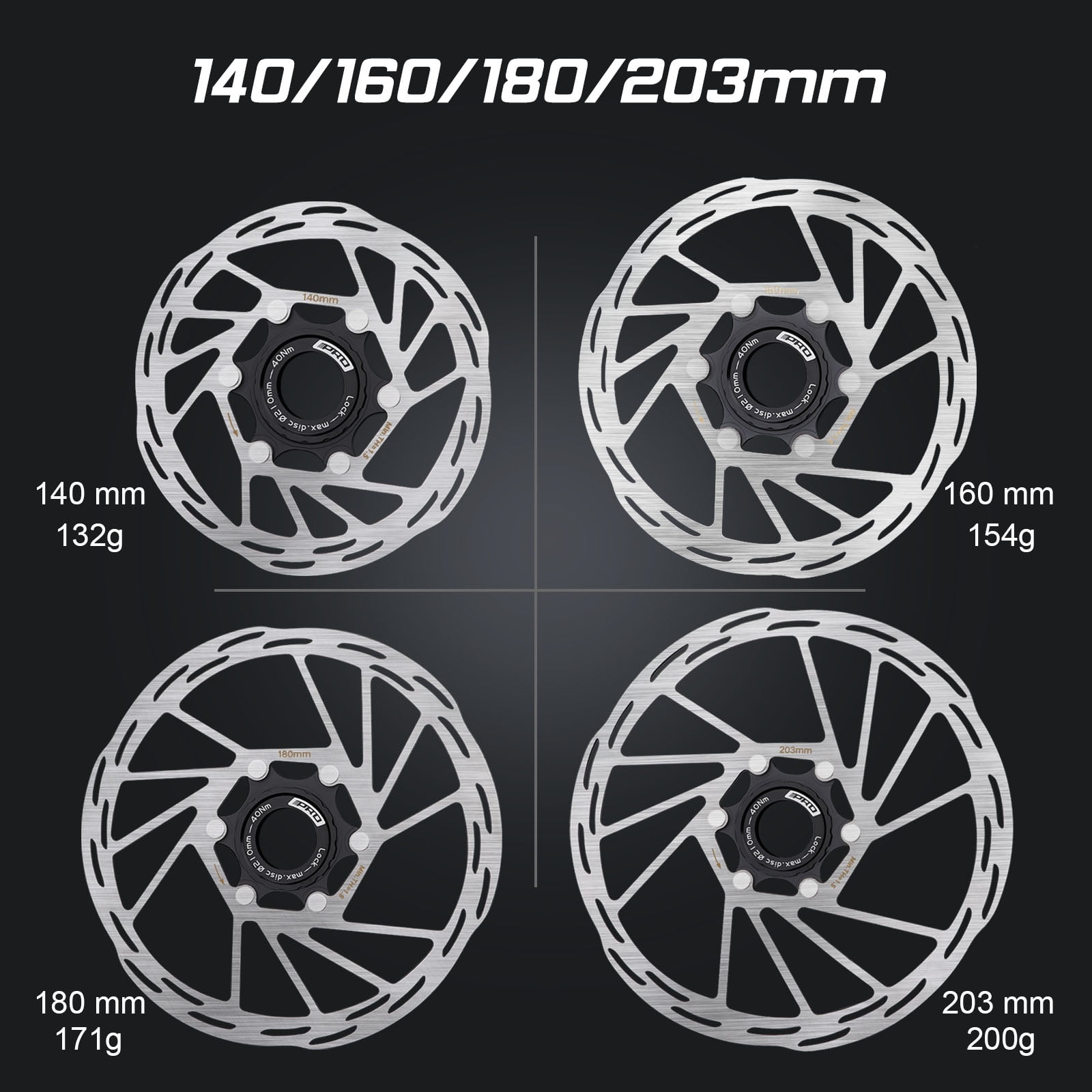 Lot De 2 Rotors Centerlock 140/160/180 Mm – Acier + Alu, Bord Ondulé, Drainage Eau, Freinage Efficace