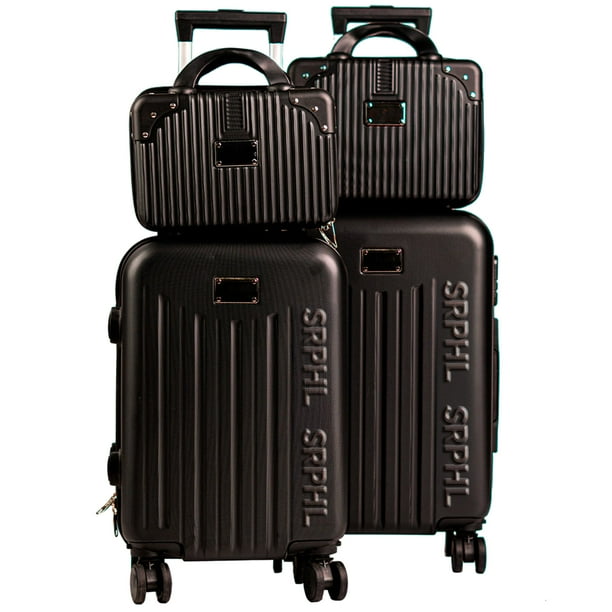 Set de 4 Maletas de Viaje Rígidas 20 y 18 Pulgadas con 2 Neceseres de 11 Pulgadas Equipaje Ligero con Ruedas 360 y Candado TSA Seraphiel