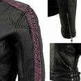 thumbnail image 5 of Milwaukee Leather MLL2571 Ladies Black and Purple 'Crinkled Arm' Lightweight Racer Jacket 2X-Large, 5 of 9