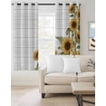 thumbnail image 2 of Sunflowers Kitchen Curtains Wooden Summer Botanical Floral Watercolor Cafe Short Curtains for Bathroom Blackout Window Curtain Grommet Small Window Treatment Drapes for Bedroom Living Room 52"x45"x2, 2 of 9