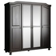 thumbnail image 3 of 100% Solid Wood Kyle 4-Door Wardrobe Armoire with Mirrored, Solid Wood Doors, 3 of 5