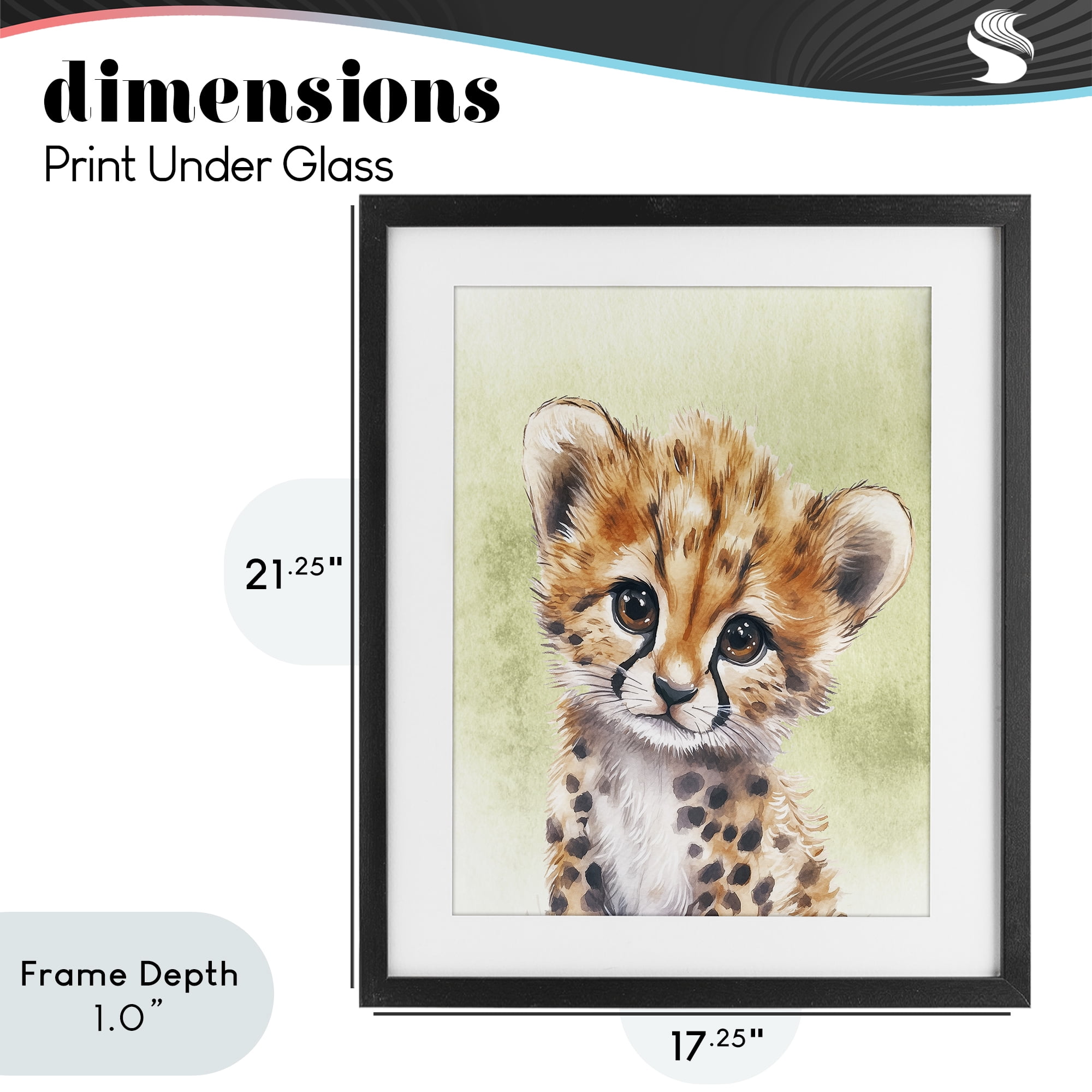 Stupell Industries Jungle Friends Baby Cheetah Black Framed Print Under Glass, design by Christine Simpson Art