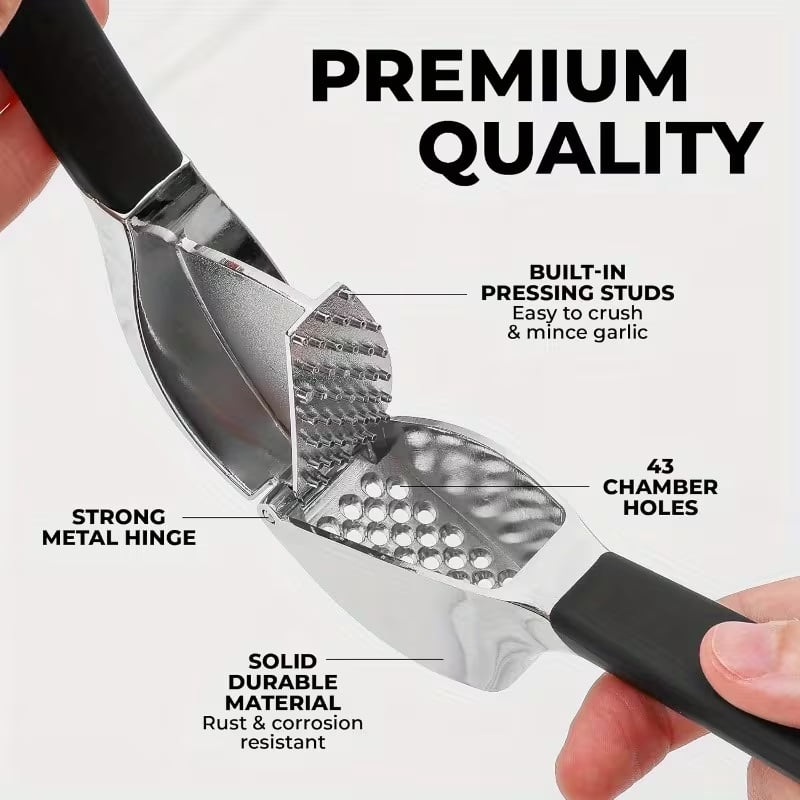 Ergonomic Comfort Grip Garlic Press - Rust-proof garlic chopping tool, an easy-to-clean kitchen essential