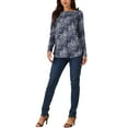 thumbnail image 2 of INSPIRE CHIC Women's Loose Fit Tunic Tops Long Sleeve Casual Floral Printed Henley V Neck Shirts, 2 of 4