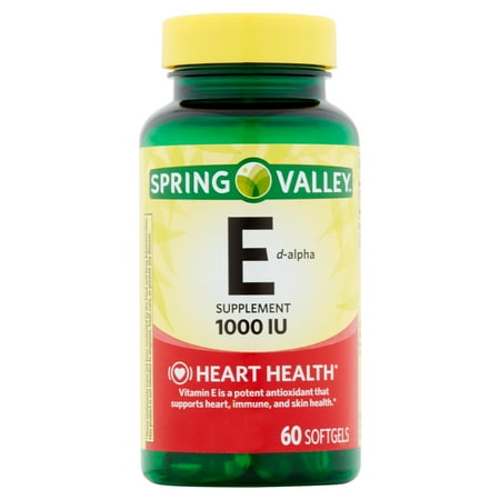 Spring Valley E D-Alpha Softgels, 1000 IU, 60 count