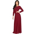 thumbnail image 4 of KOH KOH Long Sleeve Modest Fall Winter Elegant Evening Flowy Empire Waist Full Floor Length Cocktail Formal Tall Pleated Maxi Dress Gown Abaya For Women Crimson Dark Red XXX-Large US 22-24 NT009, 4 of 6