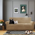 thumbnail image 3 of JIATER 4-Piece Velvet Sofa Cover Non-Slip Couch Cover Stretch Sofa Slipcover Washable Furniture Protector,Sofa Camel, 3 of 7