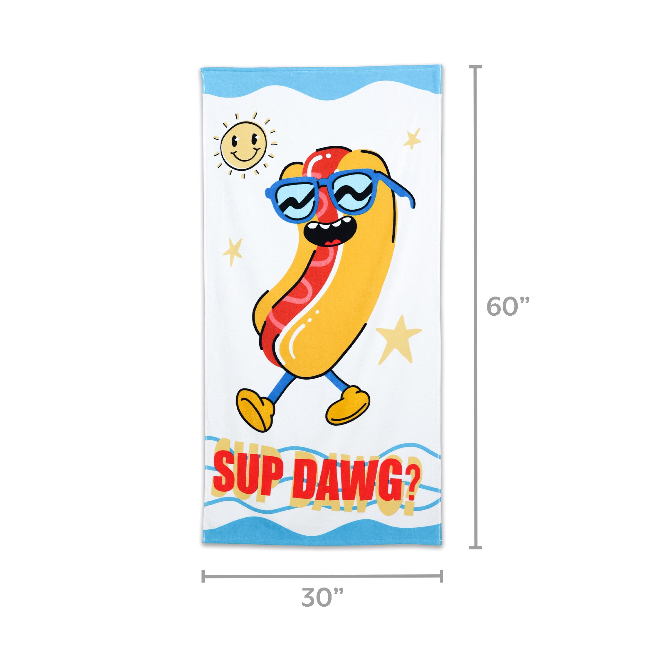 Mainstays Kids Beach Towel, Sup Dog, 30 in x 60 in