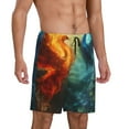 thumbnail image 2 of Sikiie Red And Blue Fire Peacock Mens Pajama Shorts, Lightweight Lounge Pant with Pockets Soft Sleep Pj Shorts for MenLarge, 2 of 6