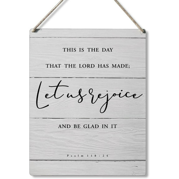 New Wood Sign 8x12 Inch Front Door Sign This is The Day That The Lord Has Made Hanging Wooden Wall Sign Home Garden Yard Signs Christmas Plaque Farm House Gifts