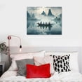 thumbnail image 4 of COMIO  Indigo Canvas Wall Art Misty Mountain Wall Pictures Foggy Lake Boat Canvas Painting Prints Forest Birds Canvas Wall Decor for Living Room Wall Decorations Framed Ready to Hang, 4 of 4