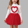 thumbnail image 2 of Kids Girl Outfit Set: Red 2 Piece Heart Top & Tutu Skirt for Kids Girls, Valentine's Day Party Dress & Play Clothes 9M-5T,Size 2-3 T, 2 of 9