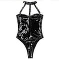 thumbnail image 4 of Somuwie Ladies' Solid Color Patent Leather Sexy Double Headed Zipper Sexy Lingerie, 4 of 5
