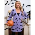 thumbnail image 5 of Women'S Button Cardigan Long Sleeve Loose Casual Knit Cardigan Halloween Bat  M, 5 of 8