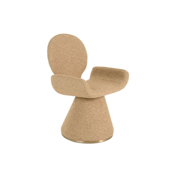 Modrest Neptune - Contemporary Beige Fabric   Brushed Brass Dining Chair