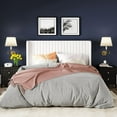 thumbnail image 2 of Allewie Queen Size Velvet Bed Frame/Vertical Channel Tufted Wingback Headboard/Upholstered Platform Bed/Strong Wooden Slats/No Box Spring Needed/Easy Assembly/White, 2 of 8
