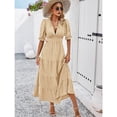 thumbnail image 2 of Yesfashion Shirt Dresses for Women 2025 V Neck Ruffle Short Sleeve Loose Casual Flowy Summer Shift Dress, 2 of 6