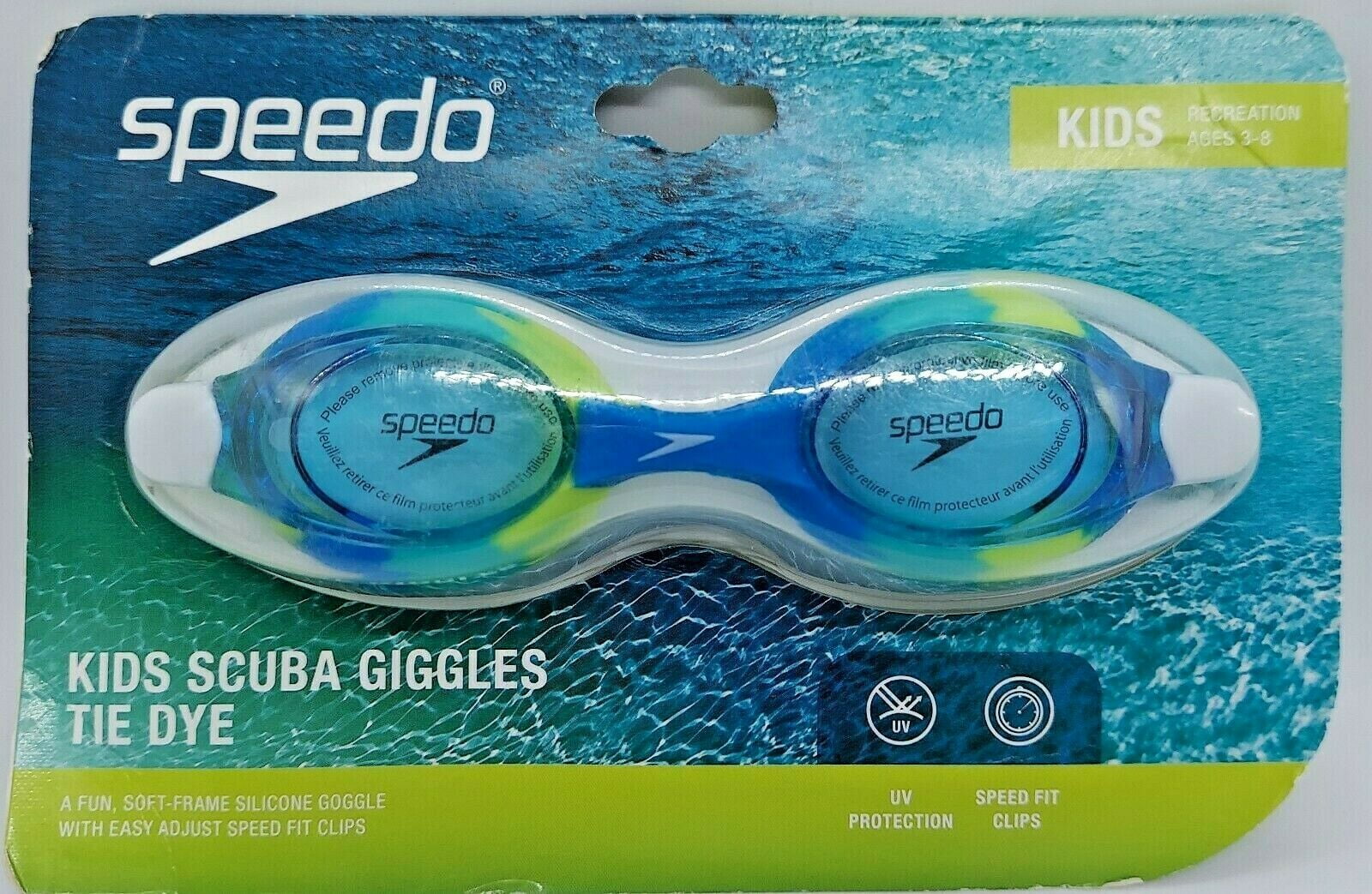 Age 3-8 Years Green with Black Lenses Speedo Kids Scuba Giggles Swim Goggles 