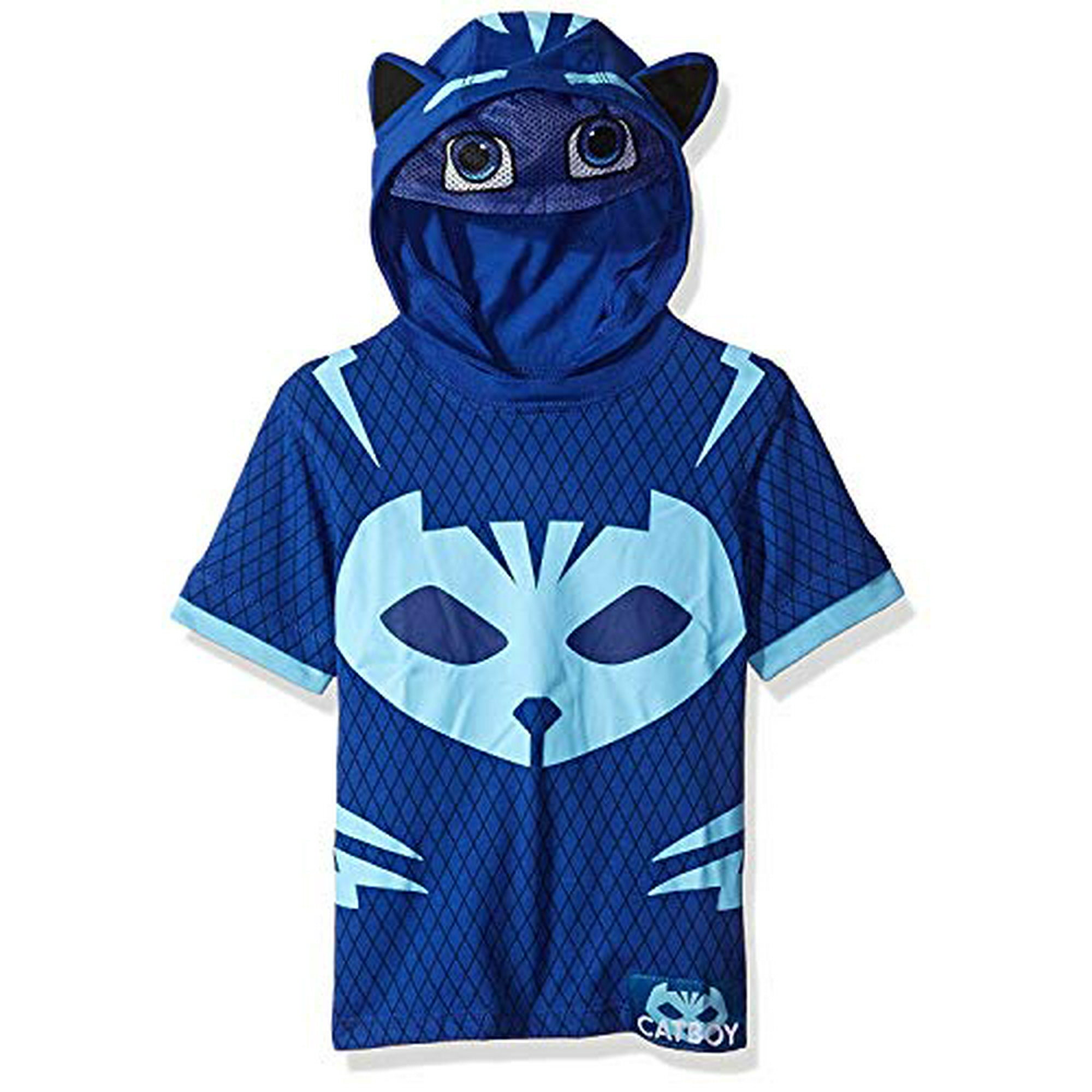 Pj Masks Boys Little Gekko And Catboy Hoodie Sweatshirt With Mesh Mask Blue Short Sleeve 5 6 Other