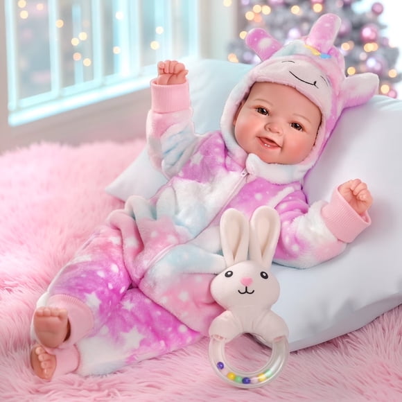 Muñeca Bebé Mia Reborn 17 Pulgadas Sonriente Cuerpo de Tela Realista para Niñas 3 Años en Adelante