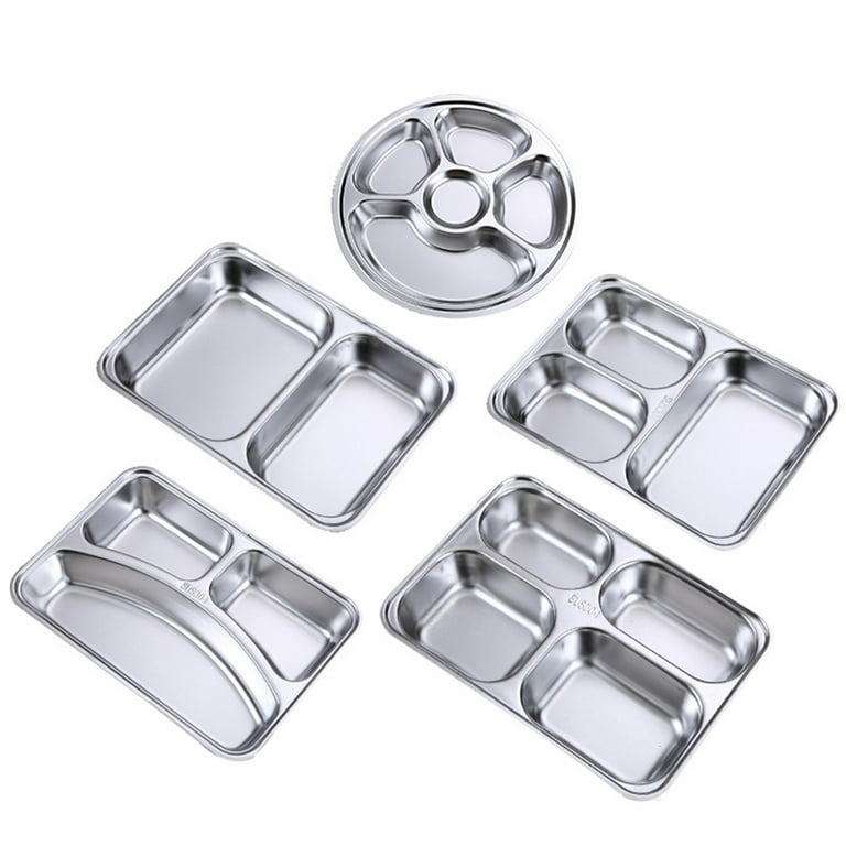 Yesbay Stainless Steel Divided Dinner Plate with Lid, Dishwasher