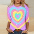 thumbnail image 2 of BLVB Tie Dye Heart Graphic T Shirt Women Valentines Shirt Cute Pattern 3/4 Sleeve Tops Spring Crewneck Tees, 2 of 5