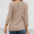 thumbnail image 3 of Womens 3/4 Sleeve Tops Lightweight Knitted Pullover Soft Comfy Womens Crew Neck Blouses Thin Knitted Sweater Casual Pullover Long Sleeve Tops Fall Tees Holiday Essential Clothing, 3 of 6