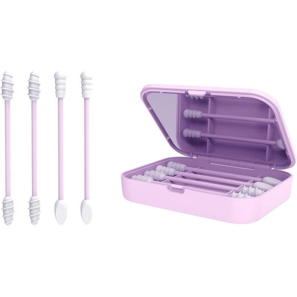 Washable Cotton Swab Set of 4 Reusable Ear Cleaners (Candy Pink